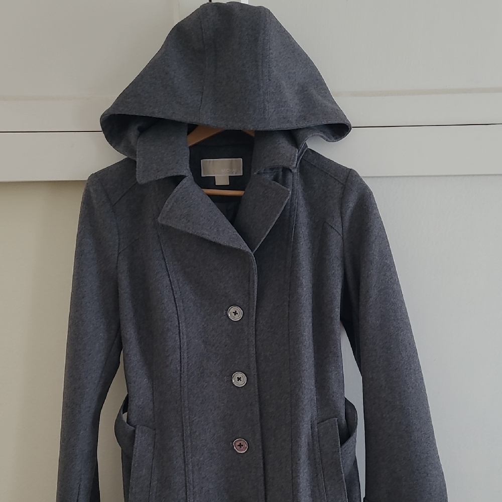 MICHAEL Michael Kors Charcoal Hooded Trench Coat